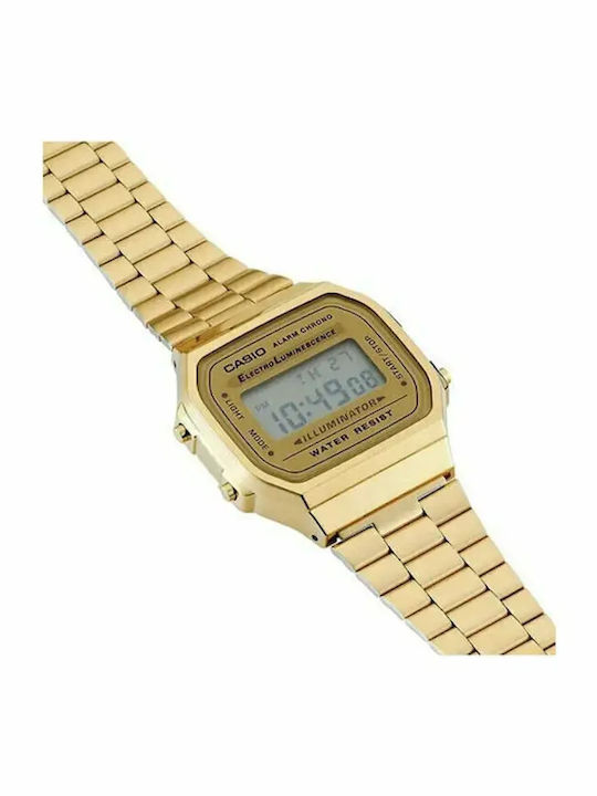Casio Iconic Дигитален Мъжки Часовник 36.3mm Хронограф На Батерия с Златист Металик Браслет