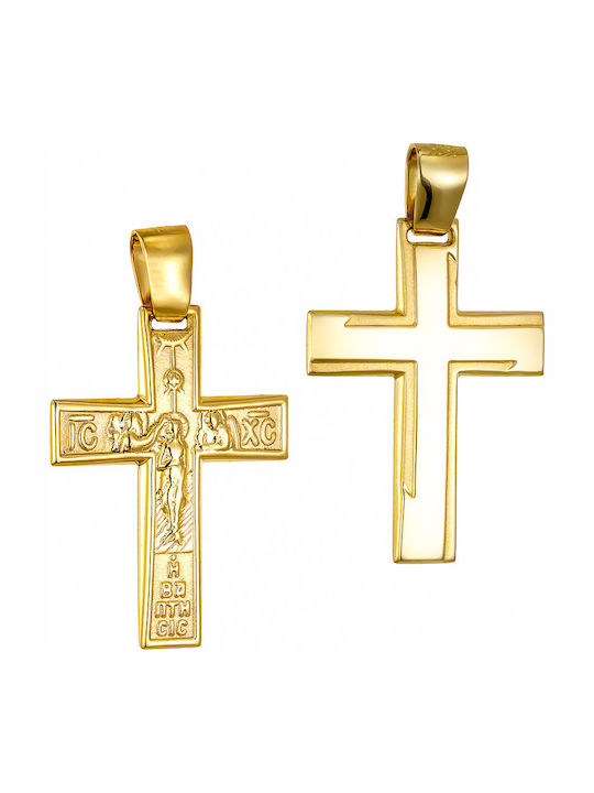 Papoulidis Jewellery Мъжки Златен Кръст 14 Карата Двулицев Без Верижка