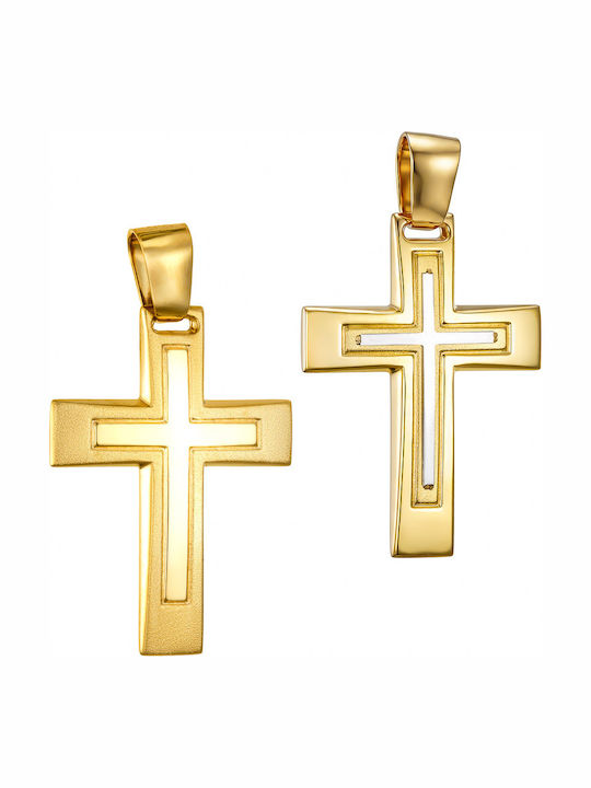 Papoulidis Jewellery Мъжки Златен Кръст 14 Карата Двулицев Без Верижка