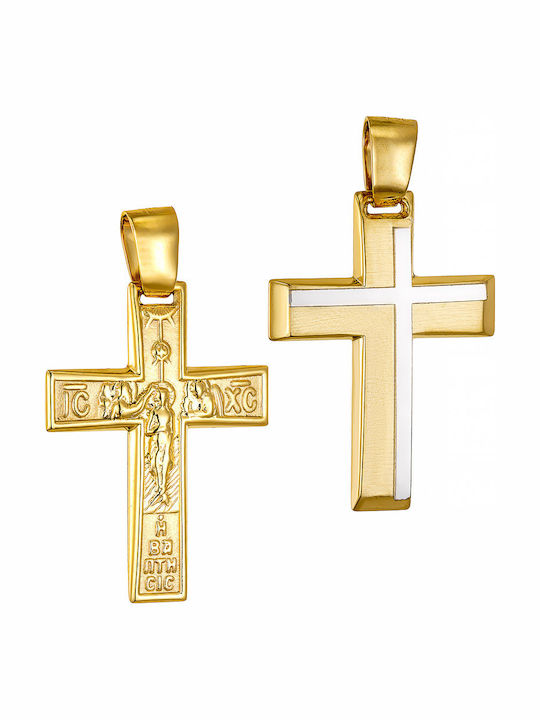 Papoulidis Jewellery Мъжки Златен Кръст 14 Карата Двулицев Без Верижка