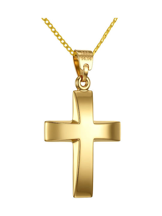 Papoulidis Jewellery Мъжки Златен Кръст 14 Карата Двулицев Без Верижка