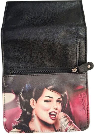 Kalliopi Silver Tabaktasche Künstliches Leder Design Pin Up Girl 14x8cm