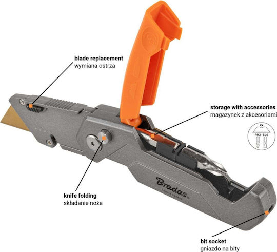 Bradas Сгъваем нож Diy-kn190202/b Трапецовидно острие