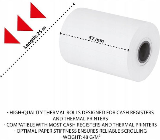 Office Products Thermische Kassenbons mit Länge 25m 48gr/m² 10 Stück