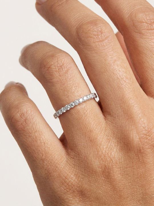 Women's Half Eternity Band Ring with Diamond in 18K White Gold