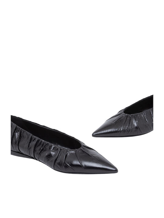 Leder Damen Ballerinas Schwarze