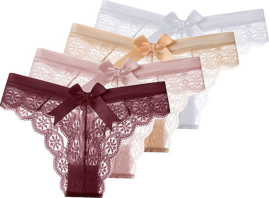 Damen Sexy Dessous-Sets Mit Spitze Schleifen Tanga Stil