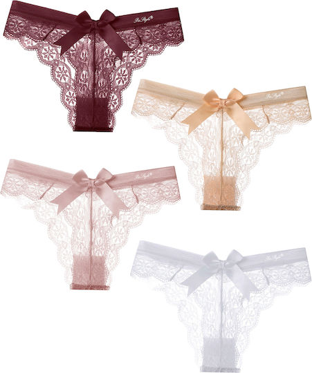 Damen Sexy Dessous-Sets Mit Spitze Schleifen Tanga Stil