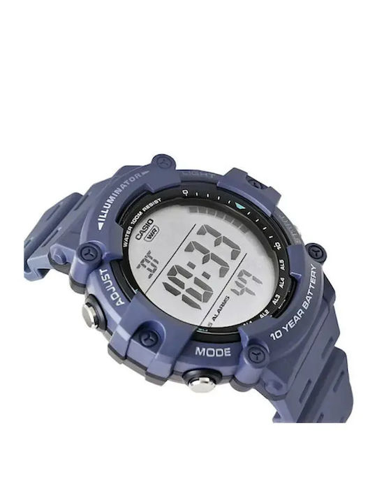 Casio Дигитален Мъжки Часовник Хронограф На Батерия с Каучукова Каишка Син / Син