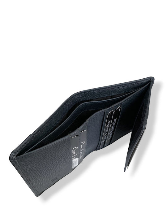 Leather Men's Wallet with RFID Blue
