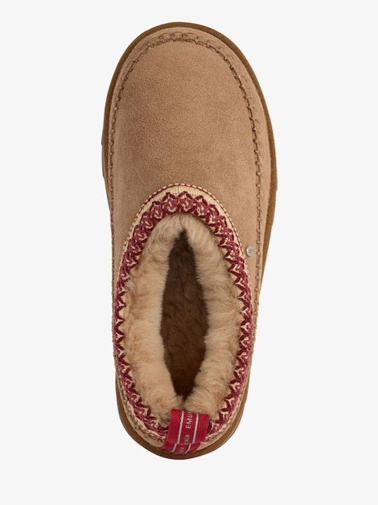 Leder Hausschuhe Damen Pantoffeln Braun