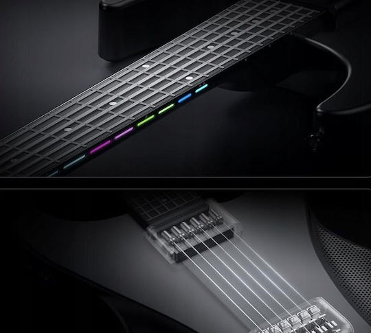 Aptel Digitale Multi-Funktions Elektrische Gitarre Midi Led Aeroband Ohne Stimmung Ag01 Schwarze