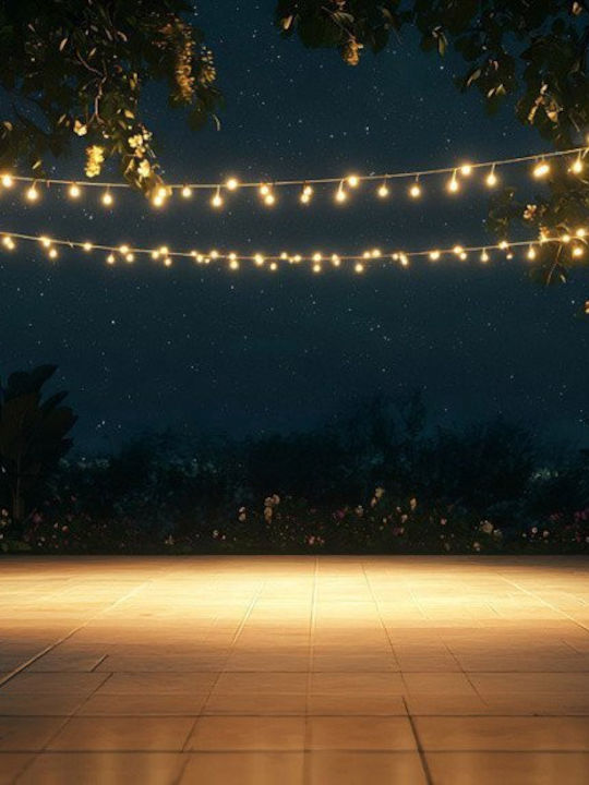 Art Wasserdichte Lichterkette IP65 20m mit 40 E27 Fassungsschrauben Warmweiß