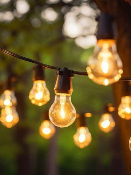 Art Wasserdichte Lichterkette IP65 20m mit 40 E27 Fassungsschrauben Warmweiß