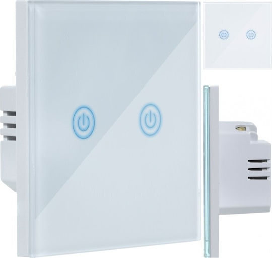 Art Recessed Two-Way Touch Button Electrical Wall Switch With White Frame