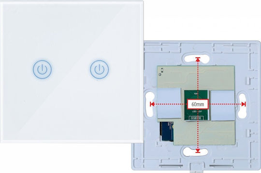 Art Recessed Two-Way Touch Button Electrical Wall Switch With White Frame