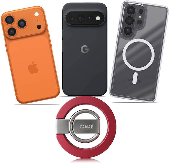 Zanaé Foldable Magnetic Ring Stand Compatible Iphone Magsafe Pixelsnap Red