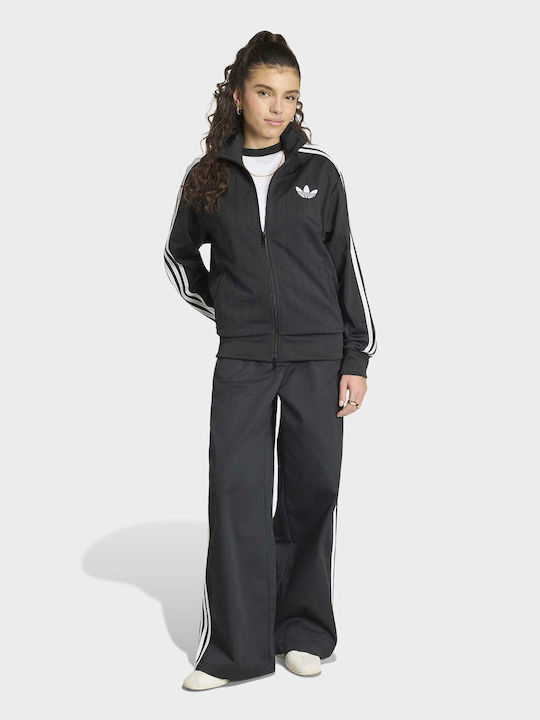 Pinstripe Firebird Loose Women's Track Jacket Black