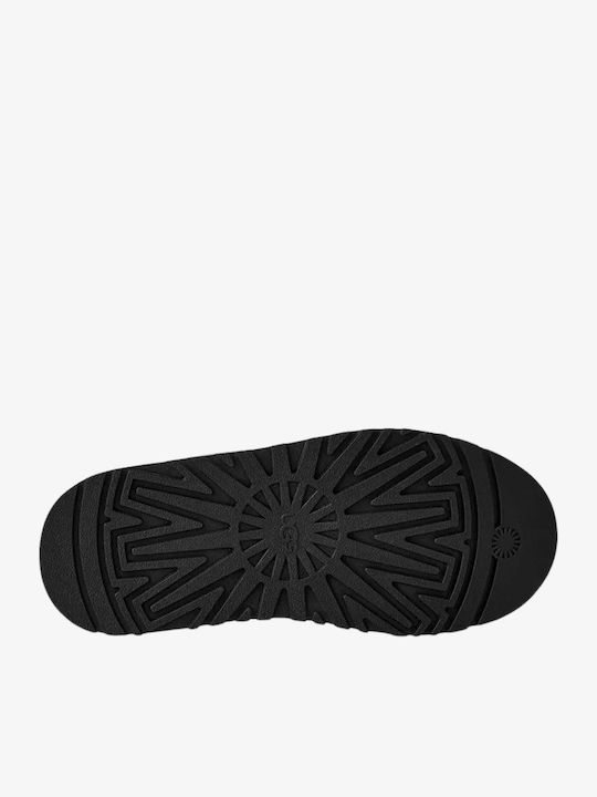 Mary Jane Leather Women's Winter Slippers Black