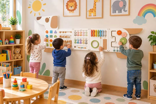 Montessori Wandspielzeug 164cm 9 Aktivitäten