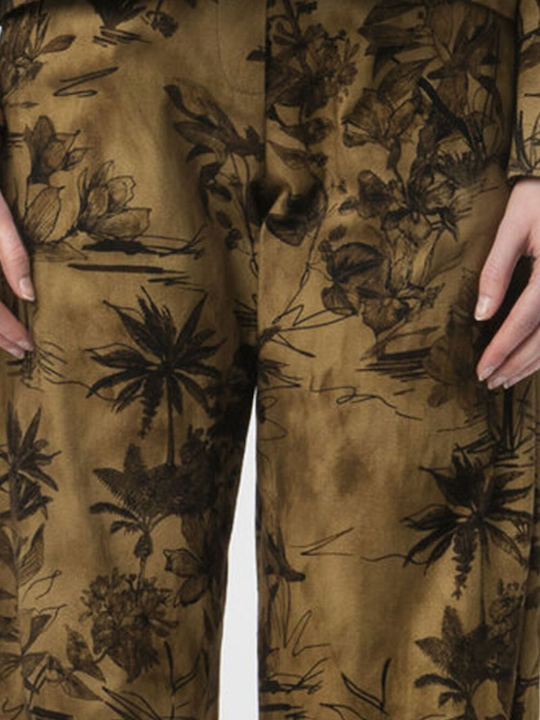 Damen Stoffhose Blumen