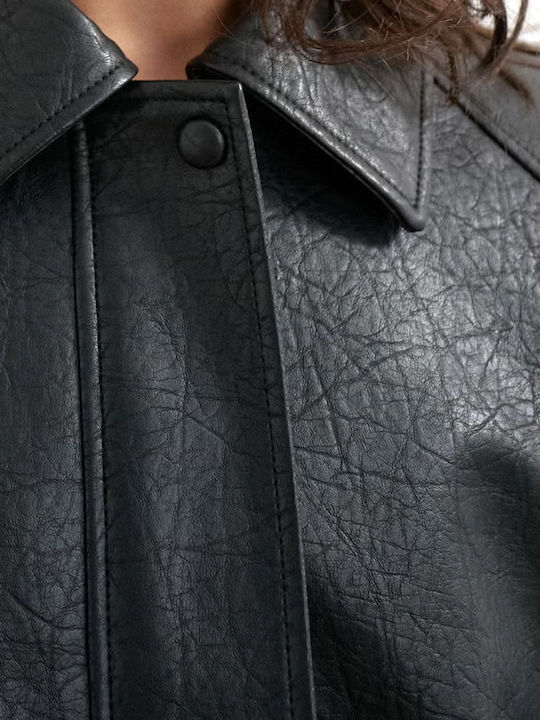 Long Women's Bomber Jacket Black
