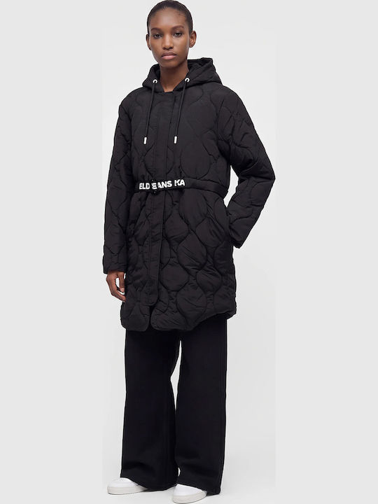 Long Women's Jacket for Winter Black