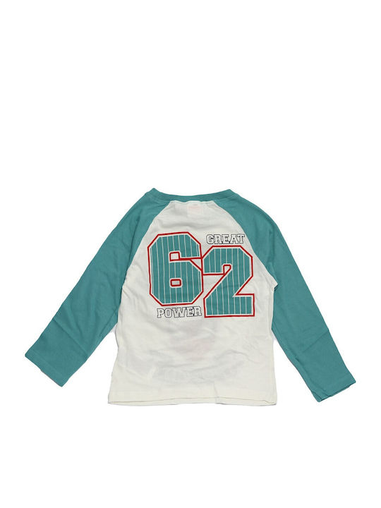 Kids Long-Sleeved Blouse Ecru Turquoise