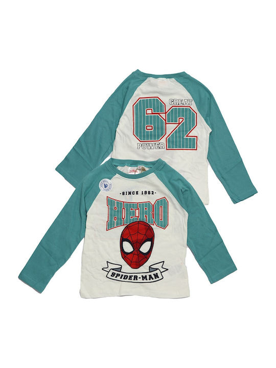 Kids Long-Sleeved Blouse Ecru Turquoise