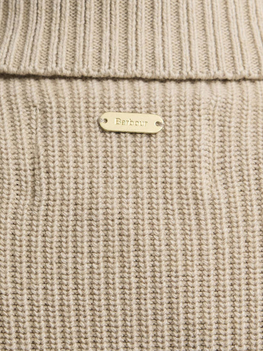 Lange Gestrickte Damen Strickjacke Beige