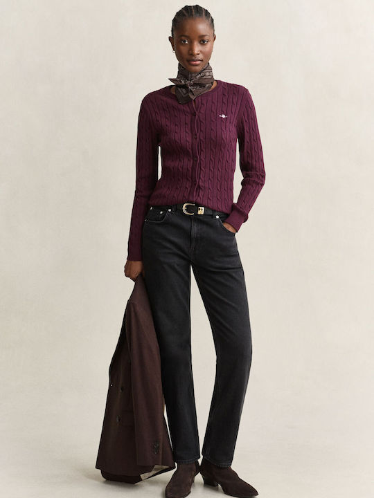 Women's Knitted Cardigan with Buttons Burgundy