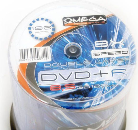 Omega Записваеми DVD+R 8x 8.5GB Кутия За Торта 100 Бр