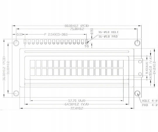 Ecran LCD (LCD-AC-1602E-YIY/G-E6)