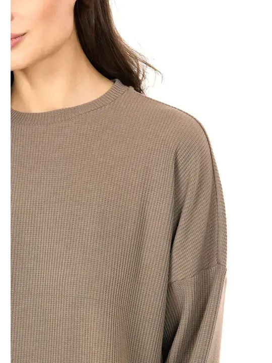 Langärmelige Beige Damenbluse