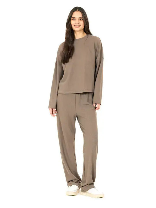 Langärmelige Beige Damenbluse