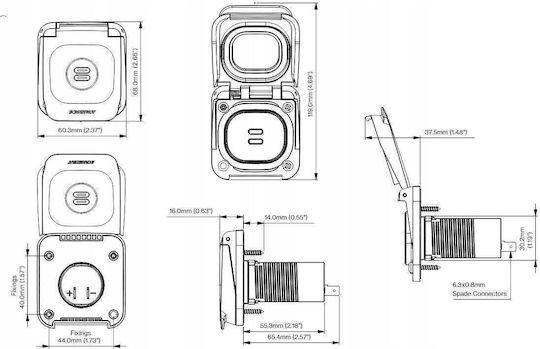 Зарядно Scanstrut Scanstrut Ventura Sc-v-usb-01 Двойна Външна Зарядна Гнездо USB-C
