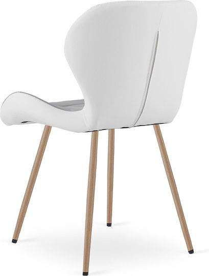 Kitchen Chairs with Artificial Leather Upholstery Gray-White 2 Pieces 61x52x41cm