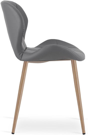 Kitchen Chairs with Artificial Leather Upholstery Grey 2 Pieces 61x52x41cm