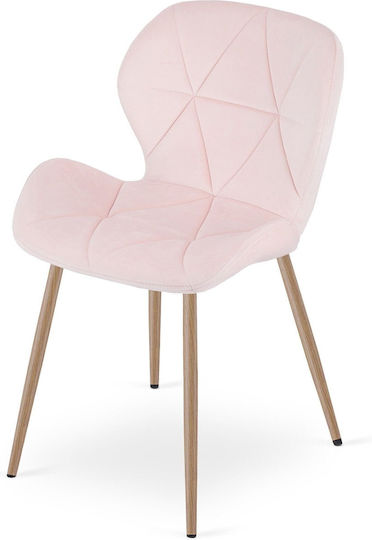 Καρέκλες Τραπεζαρίας Βελούδινες Light Pink 4τμχ