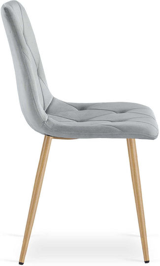 Velvet Light Gray Kitchen Chairs 3 Pieces 68x58x59cm