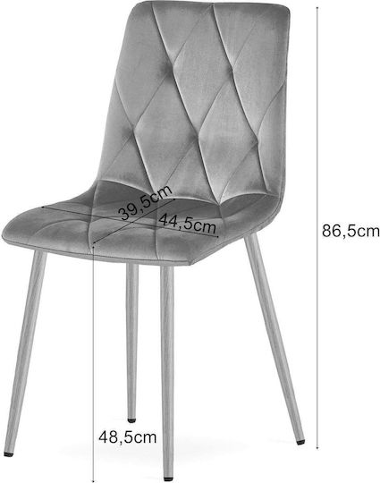 Velvet Light Gray Kitchen Chairs 3 Pieces 68x58x59cm
