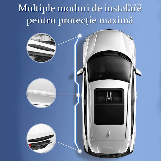 Set 4 Amortizoare Universale Pentru Uși și Bara de Protecție Auto Ușor De Aplicat Cu Adeziv 3m Integrat Aspect Carbon Protecție Împotriva Zgârieturilor Pentru Vopsea și Tabla Metalică La Impact Ușor Față Spate Bara de Protecție 40x5.5cm Gri Pristyle