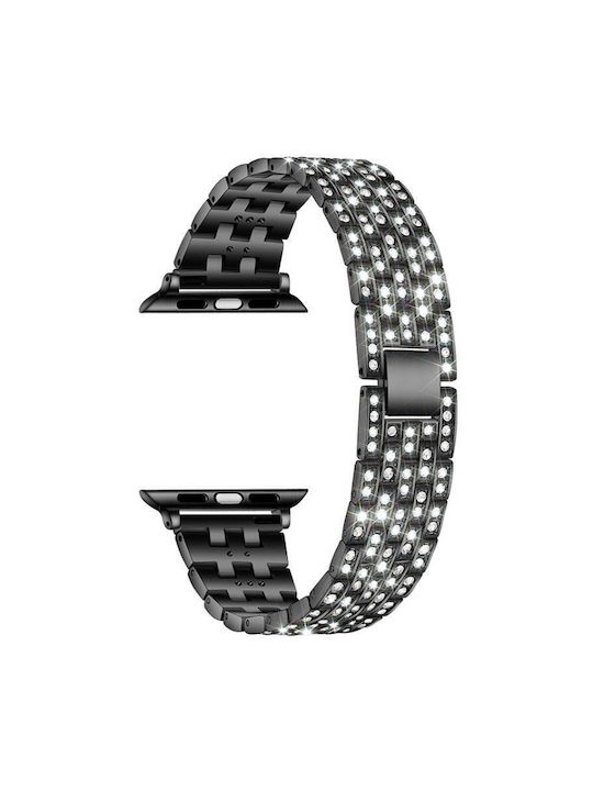 Apple Watch 42 44 45 46 49mm Xdfind Five Beads Metal Watch Strap Diamonds Black
