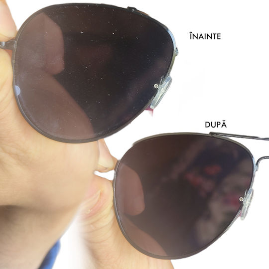 Set 4 Pânze de Curățare pentru Ochelari din Sticlă Plastic Ochelari Lentile de Contact Telefon Imprimare O Pisică Stilată Purtând Ochelari PriStyle 15x15cm