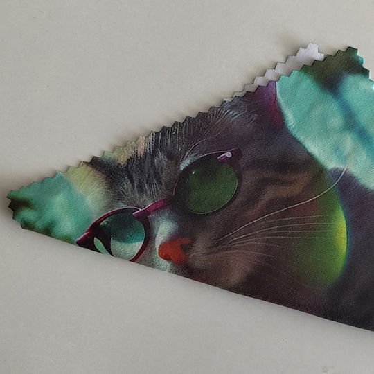 Set 4 Cleaning Cloths Glass Plastic Glasses Contact Lenses Phone Chic Cat Glasses Print Pristyle 15x15cm