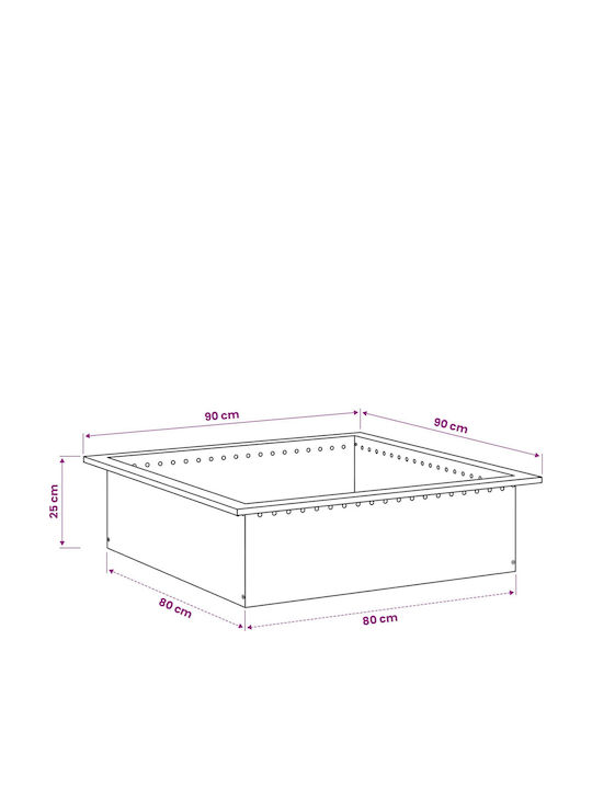 vidaXL Feuerstelle Draußen Metallisch Grau 90x90x25cm