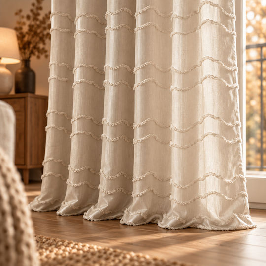 My Home Luxury Curtain with Grommets Ecru 270x270cm