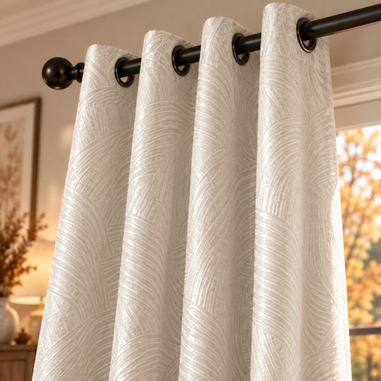 My Home Luxury Curtain with Grommets Ecru 270x270cm