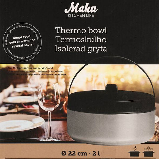 Bakaji Food Container Inox Thermo Black 2lt Bakaji Food Container Inox Thermo Black 2lt