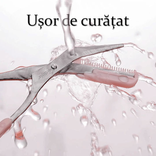 Set profesional de îngrijire a sprâncenelor Foarfecă de precizie Lamă de ras protectoare Ideal pentru modelare și întreținere de calitate salon acasă Design ergonomic Roz Pristyle